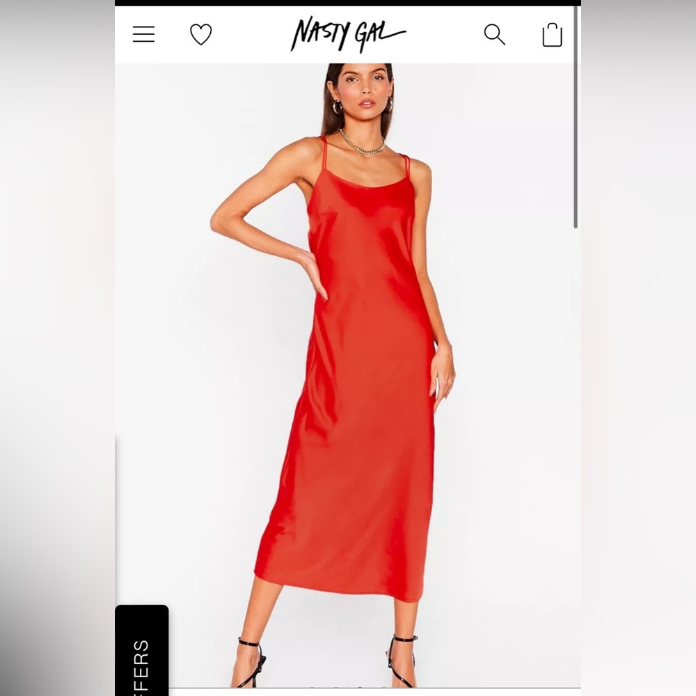 Slinky Satin Cowl Neck Midi Dress